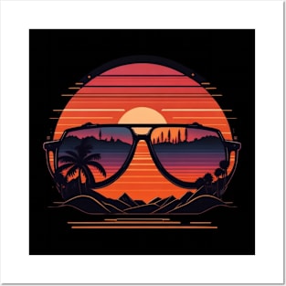 sunset with sunglasses Posters and Art